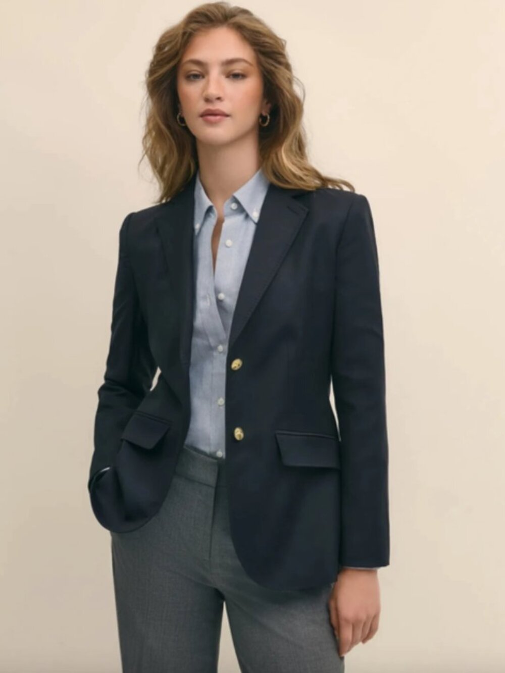 Brooks Brothers Womens 2 Gold Button Classic Navy Blazer Wool Size 4